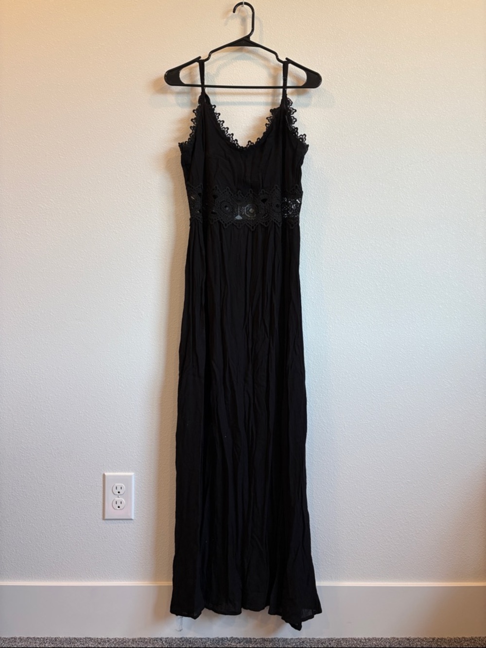 Justify Black Lace-Trim Maxi Dress